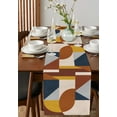 thumbnail image 4 of Table Runner Dresser Scarves 60 Inch Long, Mid Century Brown Grey Yellow Geometric Linen Dining Table Runners Abstract Color Blocks Tabletop Scarf for Wedding Holiday Party Kitchen, 4 of 7