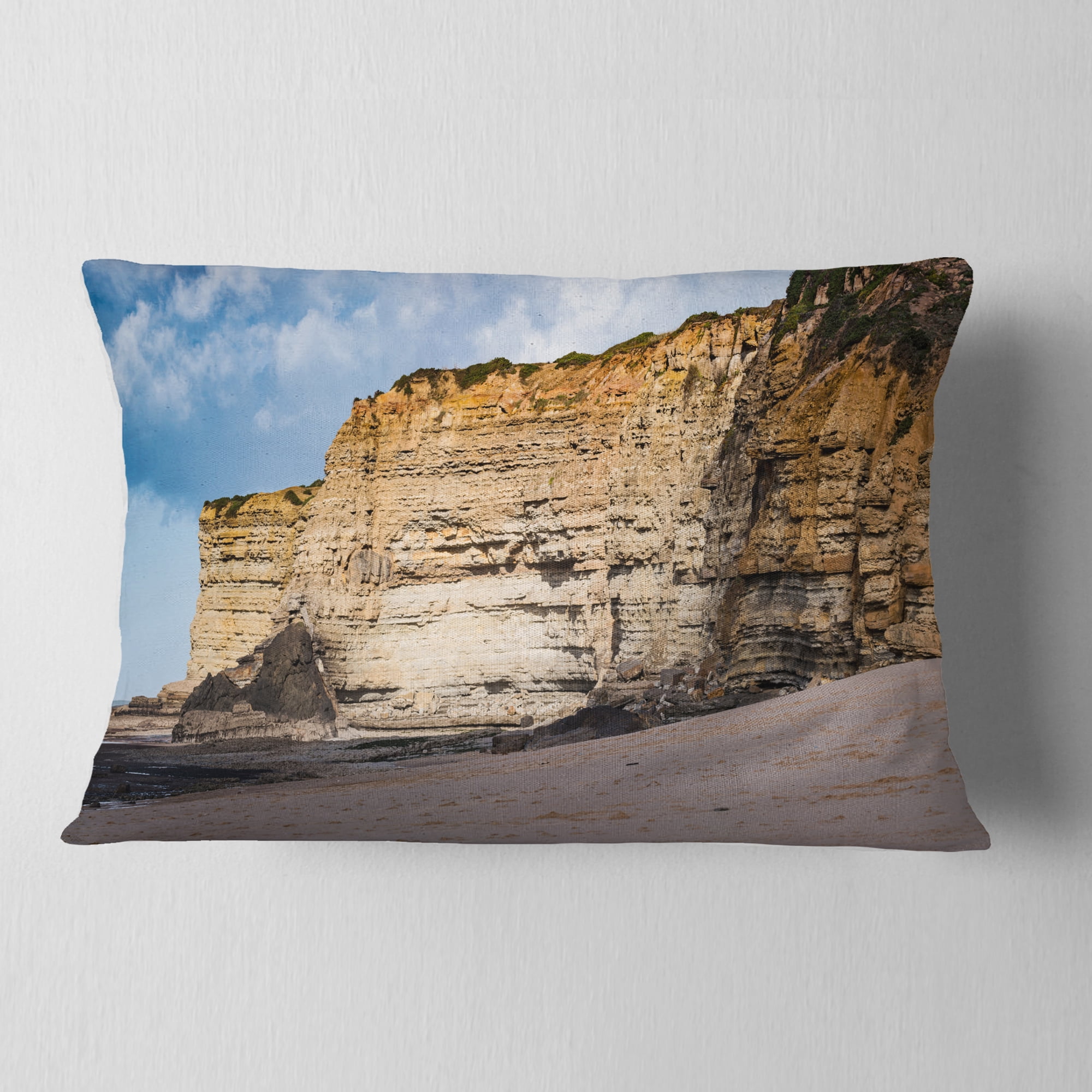 Designart 12" x 20" Blue Polyester Throw Pillow
