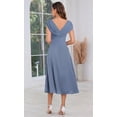 thumbnail image 2 of Vestido HYY con estampado floral brillante, largo, cuello en V, para madre novia, color burdeos, 2 of 7