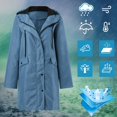 thumbnail image 6 of Tiqkatyck Trench Coat Rain Jacket Womens Breathable Large Sizes Black Softshell Jacket Outdoor Transition Lightweight Jacket with Hood for Spring Fall Hik Clearance Long Sleeve Tops Blue XXXL, 6 of 6