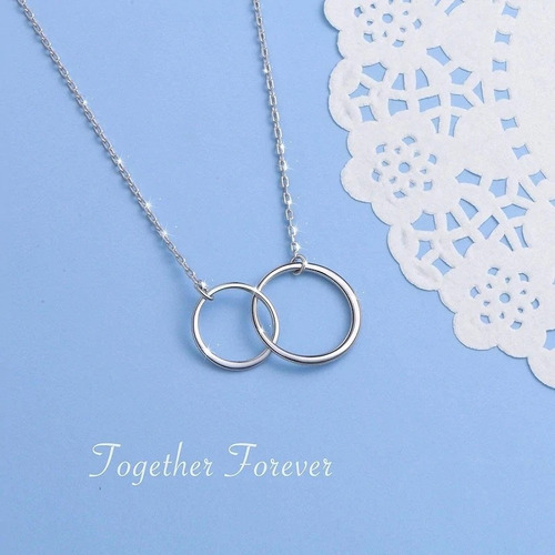 Women Two Interlocking Infinity Circles Pendant Necklaces - image 4 of 6