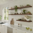 thumbnail image 6 of Dumekko Large Floating Shelves for Wall Set of 1 Wooden Wall Shelves 24 in x 10 in x 1 in Room Decor Long Shelf with Invisible Wall Mount Bracket for Bedroom, Kitchen, Living Room, Walnut, 6 of 8
