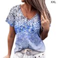 thumbnail image 3 of Sonducket Camiseta de mujer con estampado de degradado, blusa informal con cuello en V y parte suelta, rosa, S Prendas para la parte del cuerpo Cielo azul XXL Sonducket AP002165-10, 3 of 5