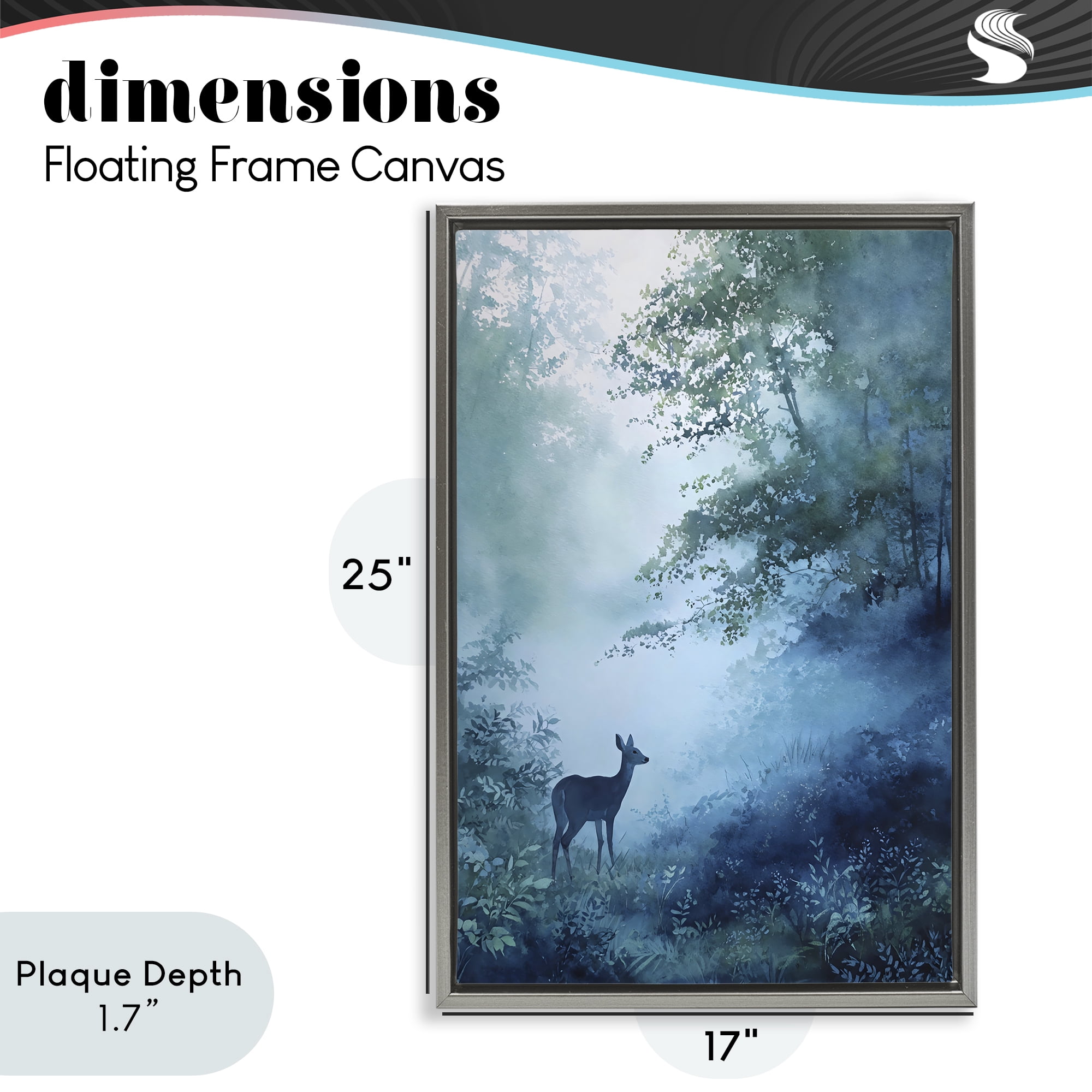 Stupell Industries Blue Dawn Deer in Mist Gray Framed Floater Canvas Wall Art, design by Franklyn Gregory