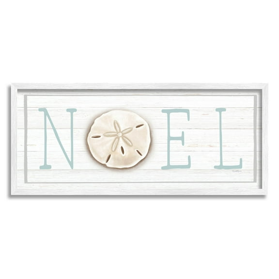 Stupell Industries Noel Holiday Sand Dollar Sign Graphic Art White Framed Art Print Wall Art, Design by Elizabeth Tyndall