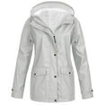 thumbnail image 2 of Women Plush Rain Outdoor Hooded Raincoat Windproof Jacket Coat, 2 of 6