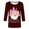 thumbnail image 4 of DeHolifer T-Shirts for Women Red Wine Glass 3/4 Sleeve Christmas Pullover Xmas Santa Hat Graphic Blouse T-Shirts Tops Wine XL, 4 of 4