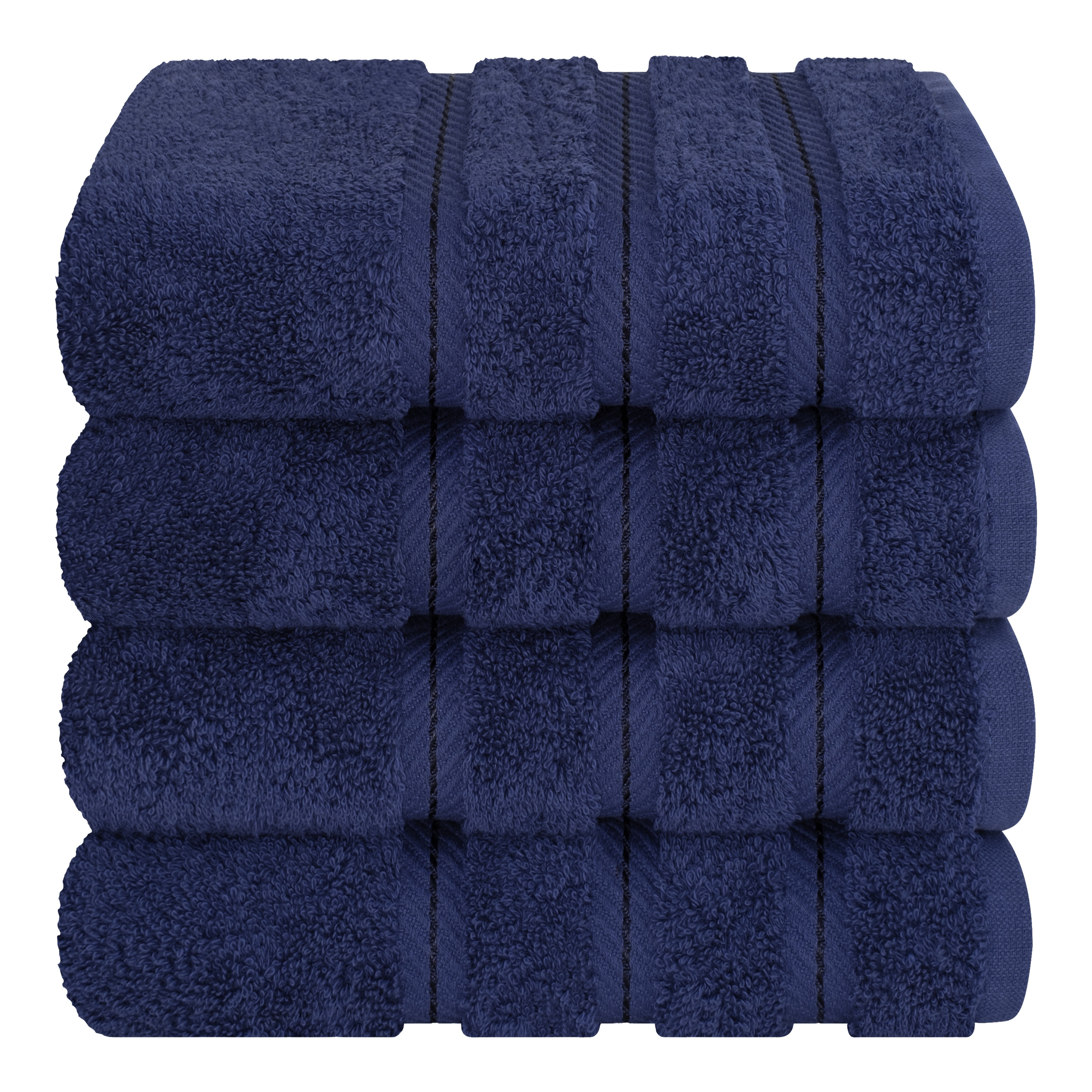 American Soft Linen Luxury Turkish Hand Towel Set, 100% Cotton 4 Piece Hand Face Towels for Bathroom and Kitchen, Navy Blue