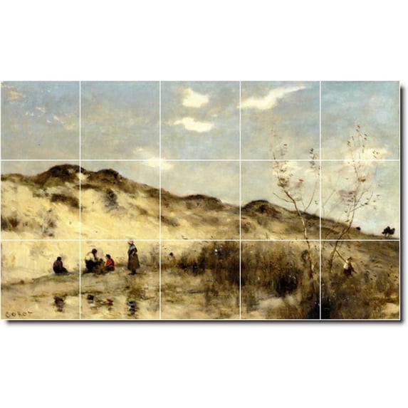 Ceramic Tile Mural-Jean Corot Landscapes Painting 297. 60" w x 36" h using (15) 12 x 12 ceramic tiles