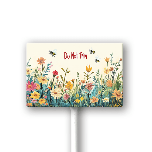 Eveokoki Do Not Trim Yard Sign with Stakes 12×8in, Sturdy Aluminum Yard Signs Rust Free, Keep Off Grass Sign for Outdoor Lawn Garden, Pollinator Habitat Signs