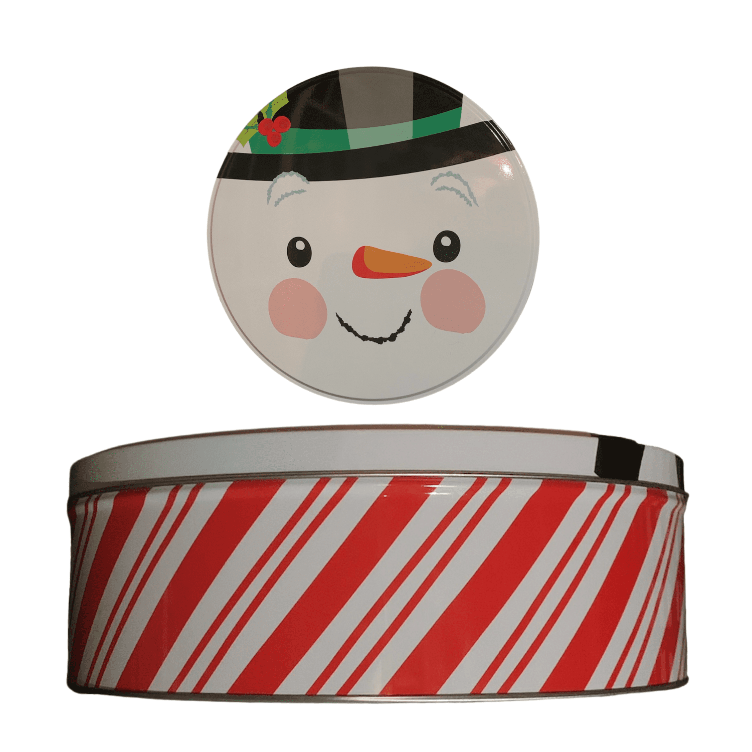 1Pc Snowman Round Gift Nesting Tins with Lids Printed Metal for Gift