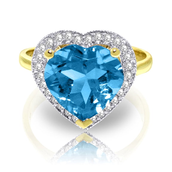 Galaxy Gold 14K Yellow Gold Natural Blue Topaz Heart Ring - December Birthstone - Communication & Serenity - Sizes 5.5 to 11 - Fine Jewelry for Women
