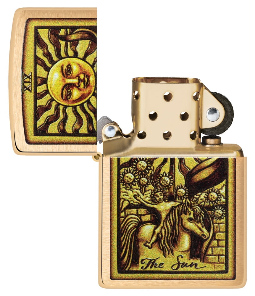 Zippo Tarot Card Brushed Brass Pocket Lighter