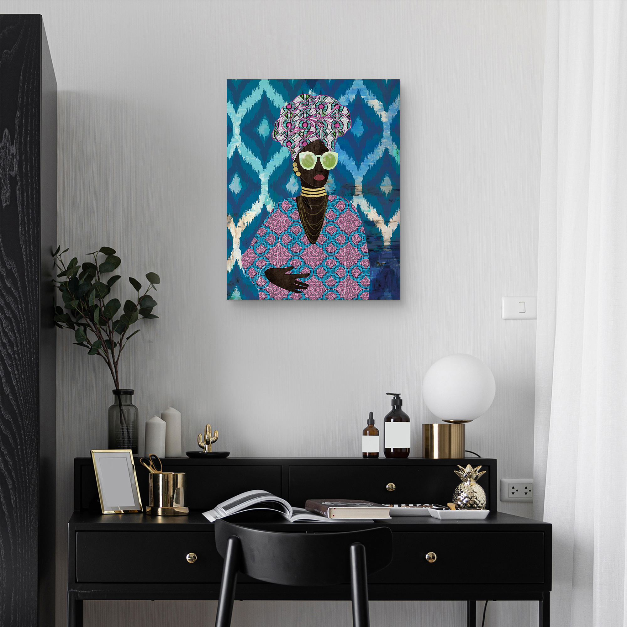 Masterpiece Art Gallery Modern Turban Queen People Canvas Art Print, 22" x 28", by Nikki Chu