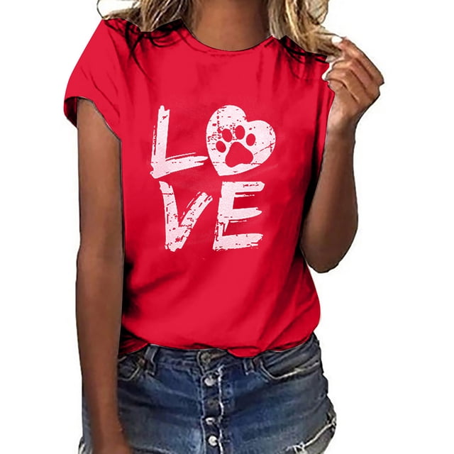 Hauts à Manches Courtes pour Femmes T-Shirt Unisexe Motif Imprimé Mode Décontractée Couleur Unie Hauts à Manches Courtes pour Femmes T-Shirts pour Femmes Mode