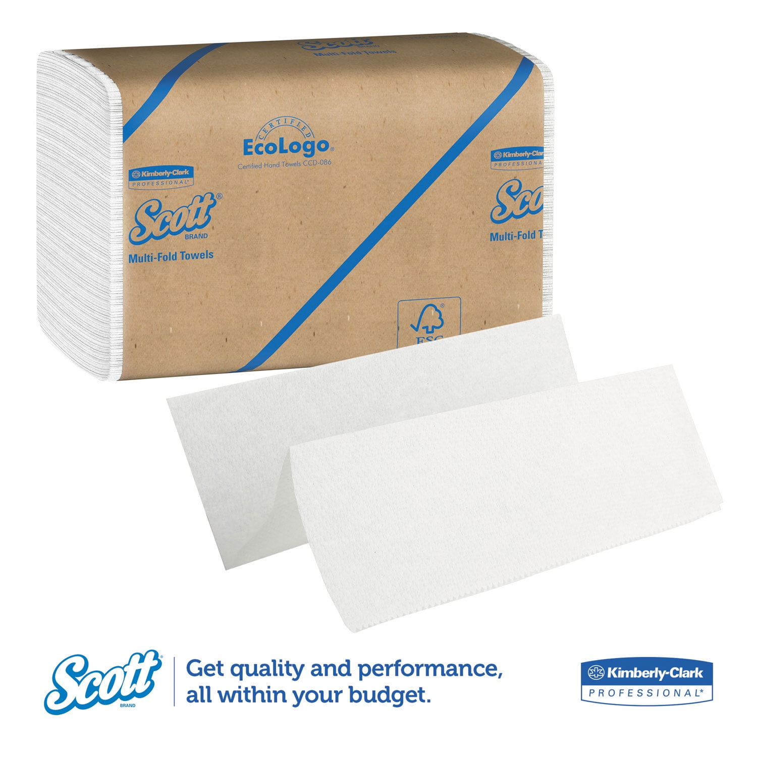 Scott Essential Multi-Fold Towels, 9.2 x 9.4, 250/Pk, 16 Pk/CT - 2