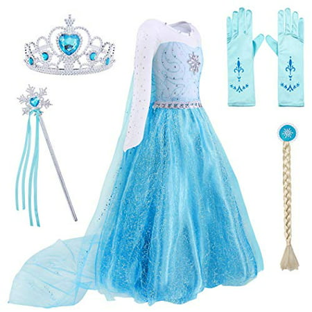 AmzBarley Princess Costumes for Girls Halloween Fancy Party Cosplay Dress Up Toddler Kids Preschool Role Play Outfits (Blue 001,