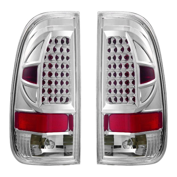 Ikon Motorsports Tail Lights Compatible with 1997-2003 Ford F-150 with Styleside Bed Chrome Housing   Clear Lens Rear Parking Tail Lights Reverse Brake Lamps Replacement Pair 2PCS