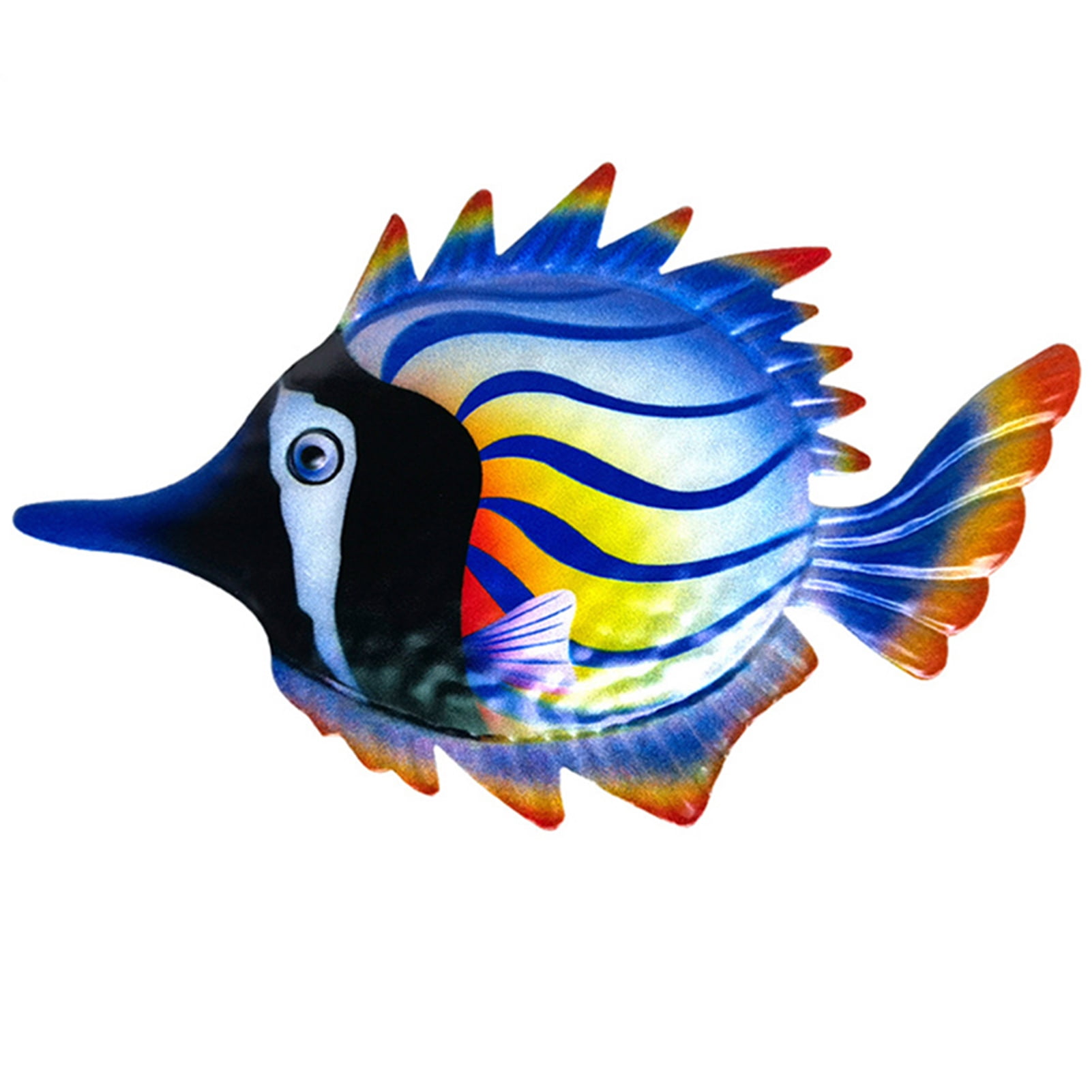 Metal Tropical Fish Wall Art Decor Beautiful Vintage Sculptures Ornament for Home Patio Garden