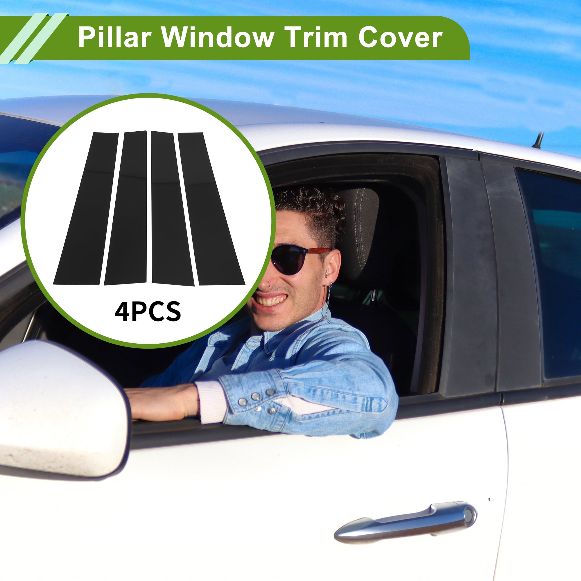 Unique Bargains 4Pcs Anti Scratch Sticker Window Trim For Dodge 2019-2023 Black