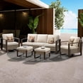 thumbnail image 2 of Meetleisure 5-Piece Outdoor Wicker Patio Furniture Set with A 3-Seat Sofa Couch, Two Armchairs and Two Wicker Ottomans,Beige, 2 of 6