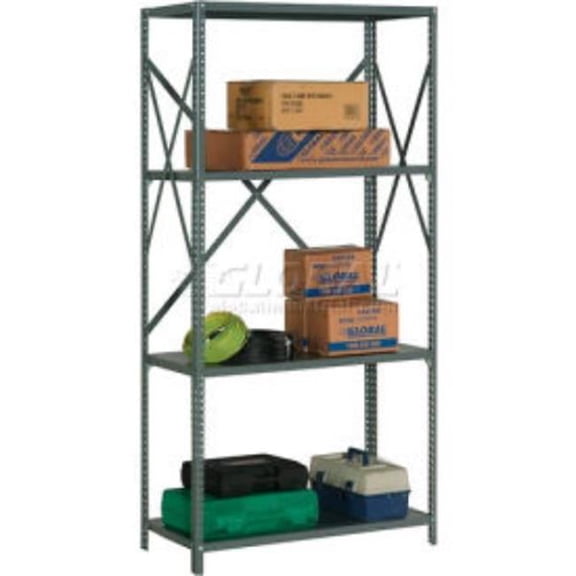 Global Industrial SO3618420 4 Shelf Open Steel Shelving - Starter - 20 Gauge, Gray - 36 x 18 x 73 in.