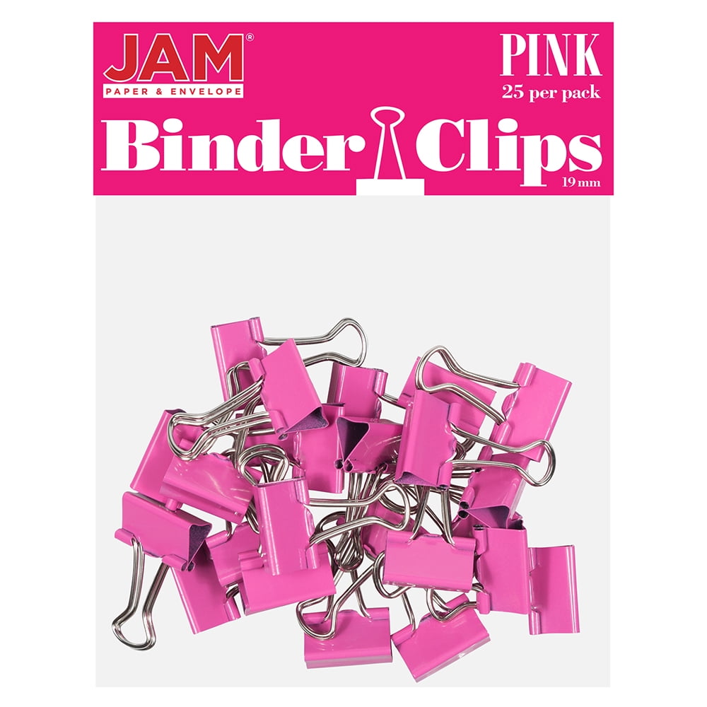 JAM Colorful Binder Clips, Small, 3/4 Inch (19 mm), Pink Binderclips