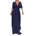thumbnail image 4 of DailyTrove Women's Plus Size Split Maxi Dress-Short Sleeve-High-Slit-Polyester Blend-for Beach Vacation/Party-Flowy Plus Size, 4 of 6