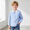 thumbnail image 2 of WUANDIXFA Girls Dressy Tops 2-18 Years Girls White Dress Shirt Long Sleeve School Blouse Formal Button Down Top for Big Kids,Light Blue,2-3 Years, 2 of 9