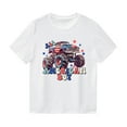 thumbnail image 2 of Boys Short Sleeved T Shirt Independence Day Truck Print Summer New Casual Crew Neck Children's Wear Size 4-5T, 2 of 4