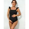 thumbnail image 7 of Alove Maternity Flying Collar One Piece Ruffle Swimsuit Square Neck Swimwear Moderate Coverage Bathing Suit for Women, 7 of 7
