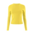 thumbnail image 6 of Cute T Shirts For Women Loose Fitted Crew Neck T Shirts Classic Solid Color Fall Winter Work Tee Pullover Outfits Yellow L, 6 of 7
