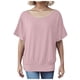 thumbnail image 3 of Camiseta oversize de mujer con mangas murciélago y manga corta - Poliéster, cuello redondo, liso/estampado floral, S-XXL para uso informal/de oficina, 3 of 4