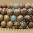 thumbnail image 4 of Natural Serpentine Gemstone 8mm Round Beads Stretch Bracelet 7" Unisex, 4 of 5