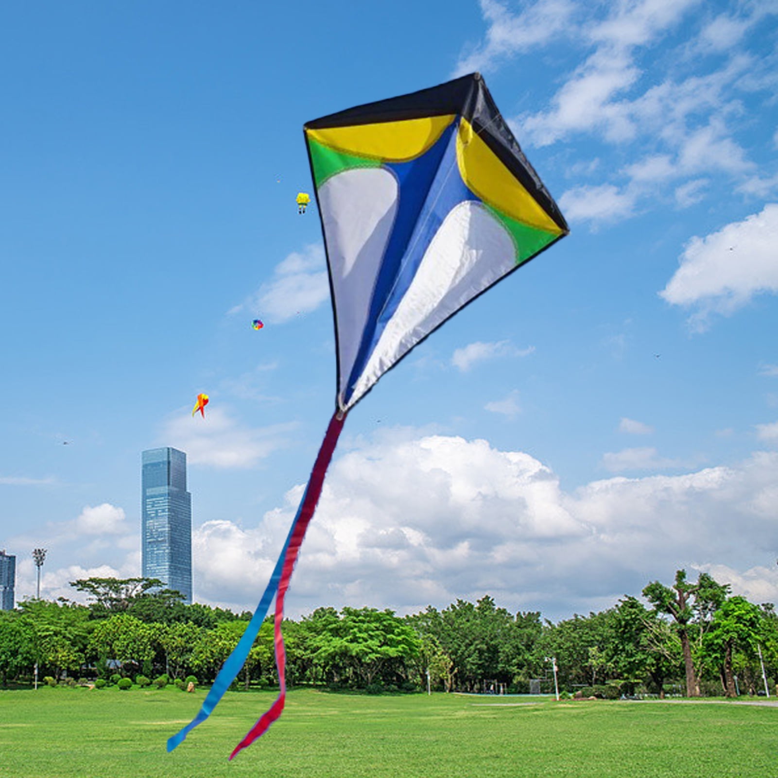 Diamond Rainbow Kite Beach Outdoor Fun Sports With 30m Line Kids Toy 