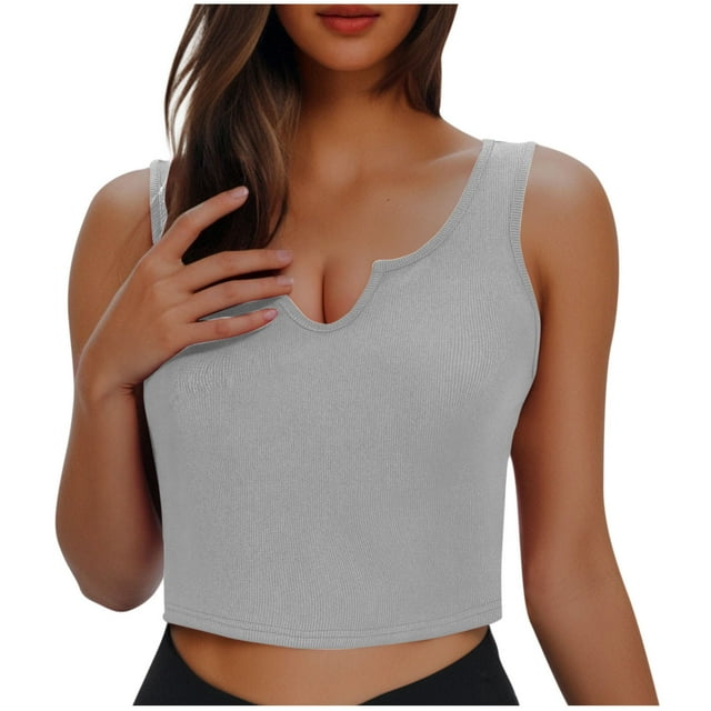 WMTBSRSW Big Sales Ribbed Workout Tank Tops for Women Slim Fit Scoop Neck Athletic Crop Top Solid Color Basic Sports Tops