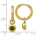 thumbnail image 2 of 7mm Stainless Steel Polished Yellow Ip Green Cubic Zirconia Dangle Hinged Hoop Earrings 24x7mm Wide 2mm Thick Hoop Earri, 2 of 2