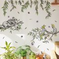 Animals Bird Background Decorative Wall Stickers Green Hanging Leaves