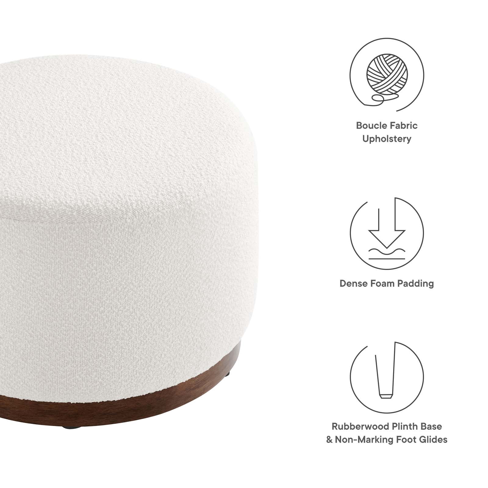 Modway Tilden Ottoman in Cloud White and Walnut