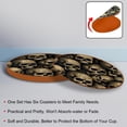 thumbnail image 4 of Skull 6PCS Round Microfiber Leather Cup Coasters, 11x11 cm/4.3x4.3 in - Set of 6 Drink Coasters for Home Decor, 4 of 6