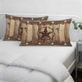 thumbnail image 4 of Rustic Country Pillow Covers 12"x20", Western Stars Brown Texture Wooden Print Soft Brushed Microfiber Breathable Throw Pillow Covers, Pillowcase with Zipper for Couch Sofa Bedroom Living Room, 4 of 9