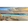 thumbnail image 2 of Galasso, Adriano 14x9 Black Ornate Wood Framed with Double Matting Museum Art Print Titled - Tramonto sulla battigia, 2 of 4