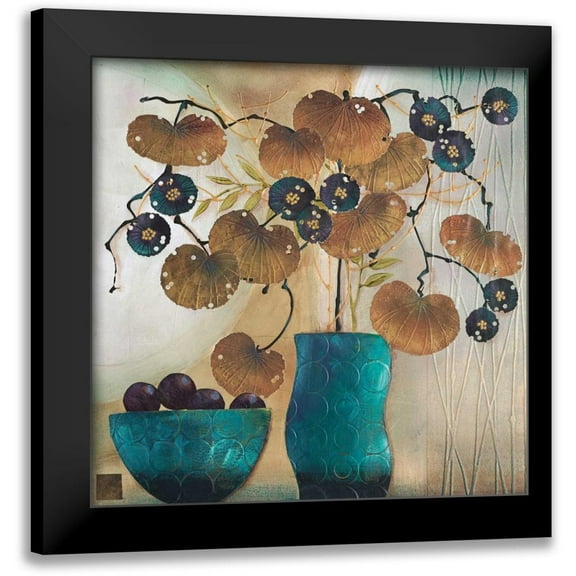 Hughlock, Margaret 12x12 Black Modern Framed Museum Art Print Titled - Raku Bowl and Vase