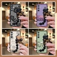 thumbnail image 2 of LYM-Phone Case For Samsung Galaxy S25, Simplicity protective case Dirt-resistant soft case Anti-knock Skin-friendly feel cute silicone Black pearl pendant Bear bracelet Back Cover, 2 of 9