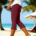 thumbnail image 5 of Mgmyaa Women's Ruffle Hem Capri Leggings High Waisted with Pockets 4-Way Stretch Summer Yoga Pants for Active, 5 of 9
