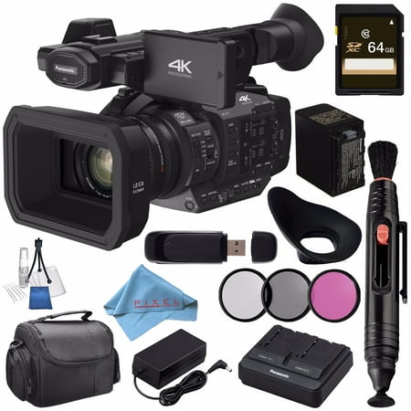 Panasonic HC-X1 4K Ultra HD Professional Camcorder + 64GB SDXC Card + 67mm 3 Piece Filter Kit + Card Reader + Fibercloth + XL Rugged Camcorder Case + Lens Cleaning Kit + Lens Pen Cleaner