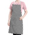 thumbnail image 5 of Black White Square Checkered Pattern Apron-Garden Aprons for Women with Pockets-Cotton Linen Waterproof Kitchen Cooking Gardening Aprons Adjustable for Kitchen,Cooking,BBQ and Salon 33x27 Inch, 5 of 7