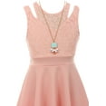 thumbnail image 3 of Big Girls' Sleeveless Floral Lace Cut Out Shoulder Holiday Party Flower Girl Dress Pink 10 (J21KS14), 3 of 3