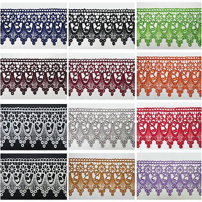 3" White Black Ivory Burgundy Red Lilac Orange Floral Venice Lace Trim By Yard