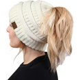 thumbnail image 1 of HSHDLDF Ponytail Messy Bun BeanieTail Women's Beanie Solid Ribbed Hat Cap, 1 of 7